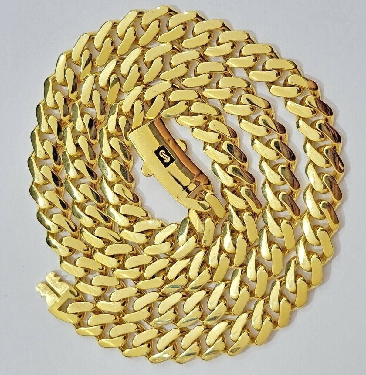 Real 10k Gold Chain Monaco Necklace Cuban Royal Link 8.5 mm 22" Inch Plain ,10KT - GoldenlinQ